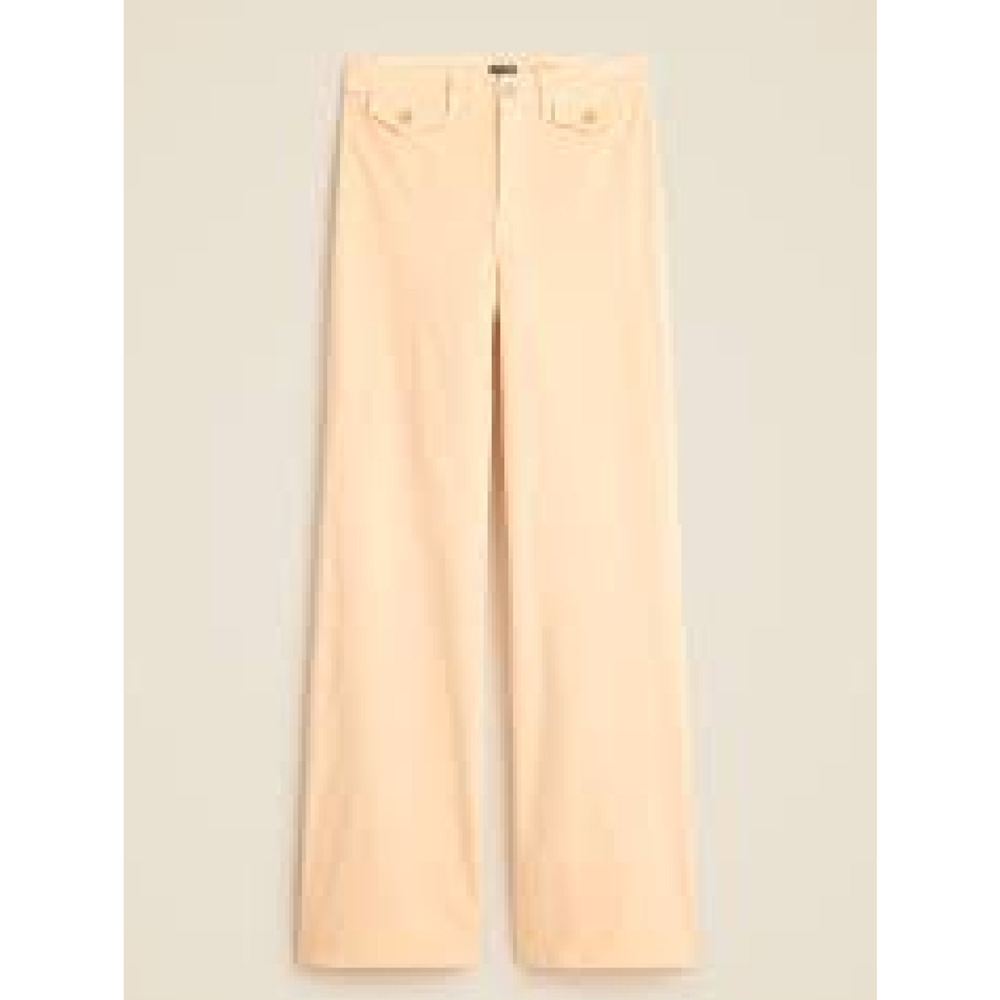 NWT J. CREW Petite Wide-Leg Trouser in Washed Velvet Peche Clair 32P